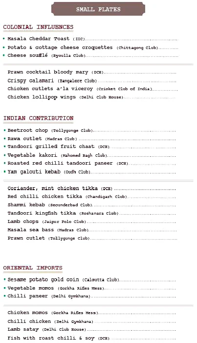 Delhi Club House menu 