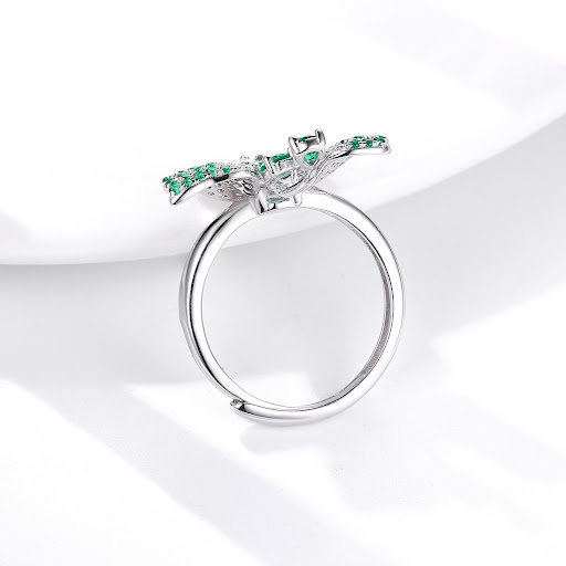 Title 4, Butterfly Ring S925 Silver Set Natural Emerald,...