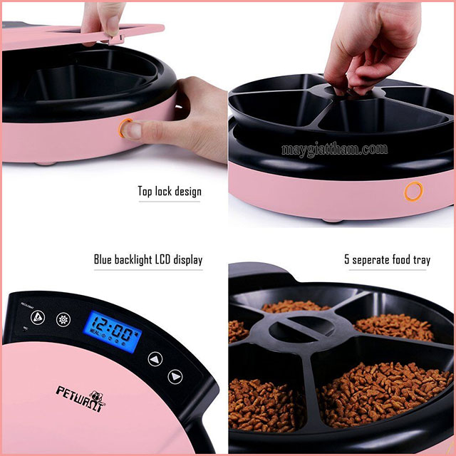 Bổ sung thức ăn dễ dàng với khay đựng đồ ăn cho chó mèo Petwant 5-Meal