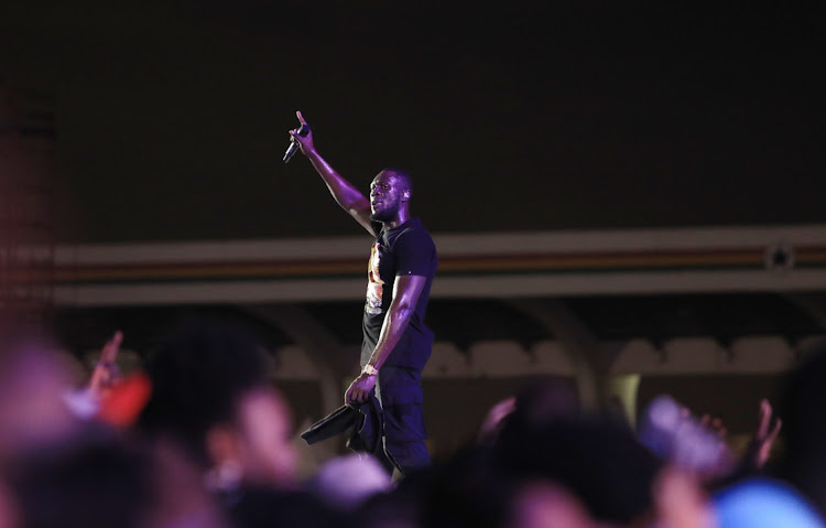 International artist Stormzy performs at Global Citizen Festival at the Black Star Square in Accra, Ghana.