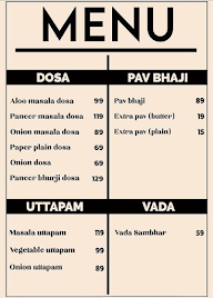 South Indian Madrasi Dosa Wala menu 1
