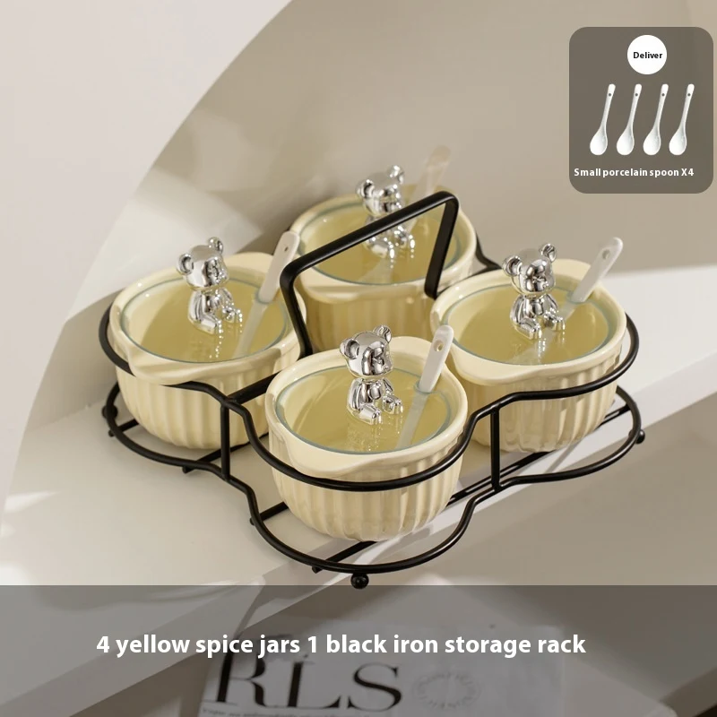 Pot à épices ours en peluche de dessin animé simple et portable Pour assaisonner facilement vos plats et l'emporter partout Idéal pour la cuisine