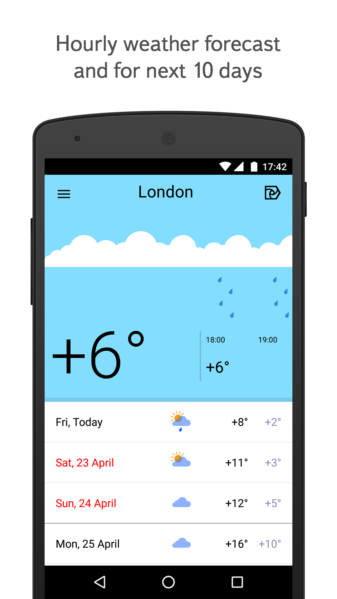 Android application Fine Weather screenshort