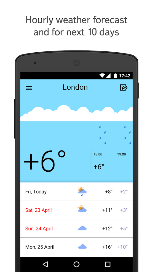 Android application Fine Weather screenshort