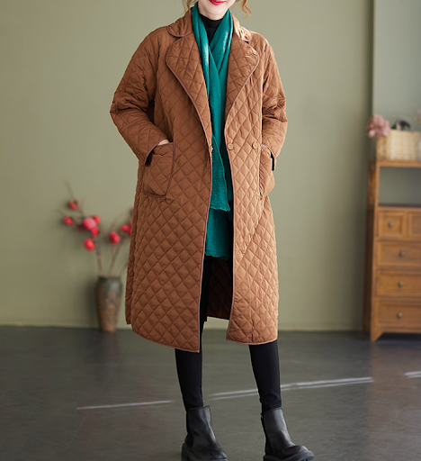 Title 2, Womens Solid Color Mid-Length Cotton Coat Jack...