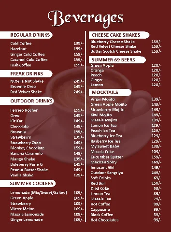 The Outdoor Cafe menu 