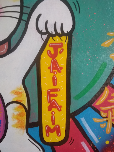 manéki néko: peinture acrylique à message artiste peintre barre virginie les poissons, tableaux pop art gais colorés décoration murale