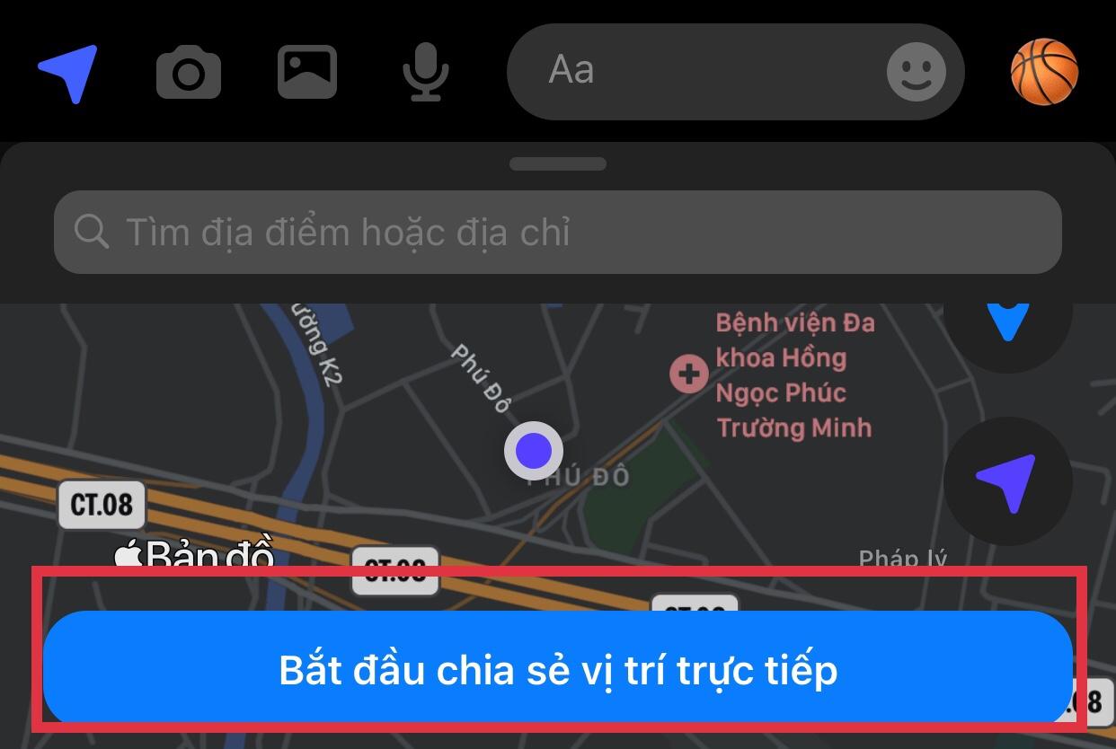 cách chia sẻ vị trí trên facebook messenger