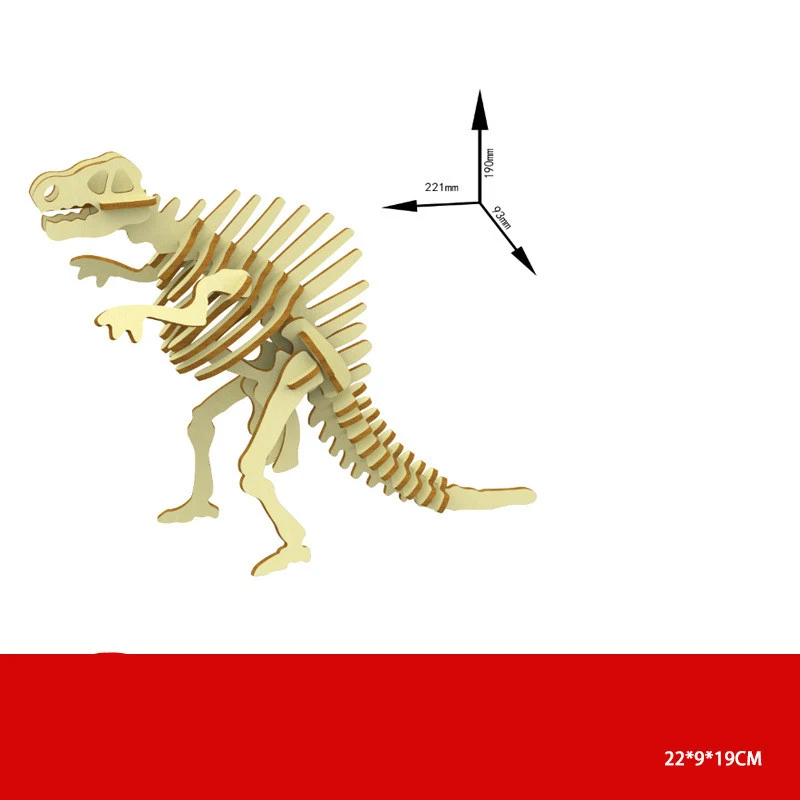 Title 12, New Wooden Dinosaur Puzzle Creative Handmade To...