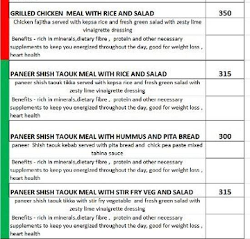 Mediterranean Twist menu 