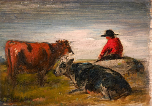 Shepherd Tending Cows