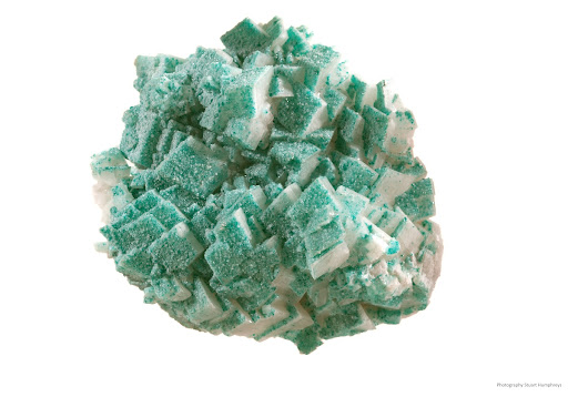 Dioptase on Calcite (copper silicate and calcium carbonate)
