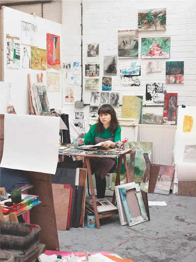 Drawing Year student in her studio at SPACE