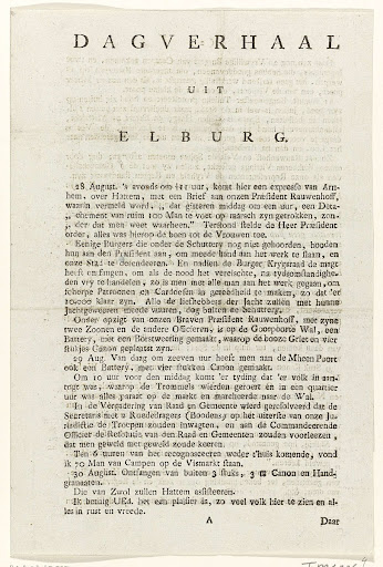 Nieuwsbericht over de situatie in Elburg, 1786