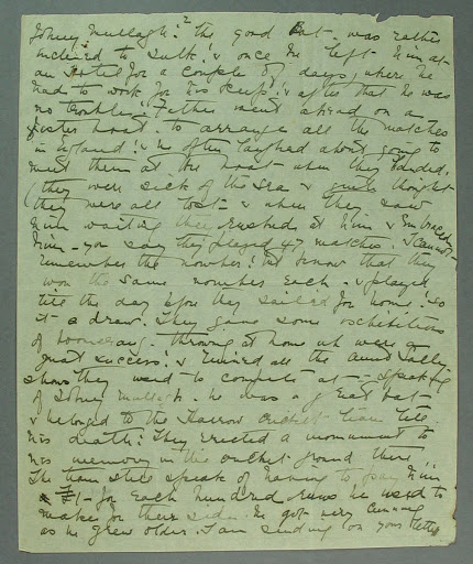Letter addressed to E E Bean, regards 1868 Aboriginal Cricket team tour of England - 14 Dec 1933