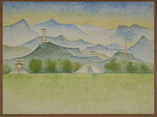 Untitled (Landscape with pagodas in China)