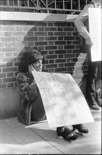 Marsha P. Johnson at Gay Liberation Front's Demonstration at Bellevue Hospital, 1970