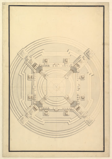 Ground Plan for a Catafalque for a Duchess of Hanover, probably Sophia (1630-1714) the mother of George I of England