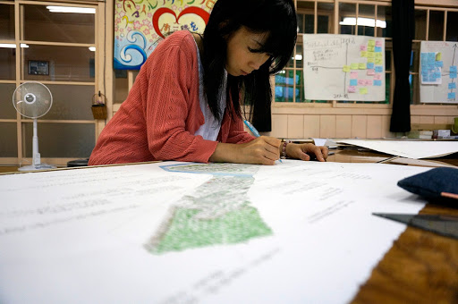 Minamisanriku resident, Mayumi Kudo, and her transect drawing