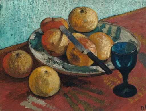 Still life with appled and green glass