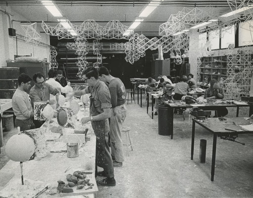 Students Working in Sculpture Studio