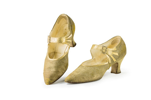 Buckled Gold Lamé Pumps