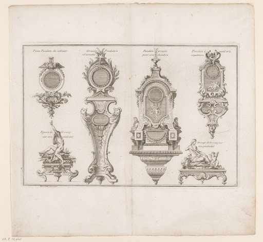 Vier pendules en twee bronzen