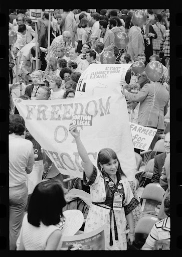 Demonstration protesting anti-abortion candidate Ellen McCormack at the Democratic National Convention / Library of Congress