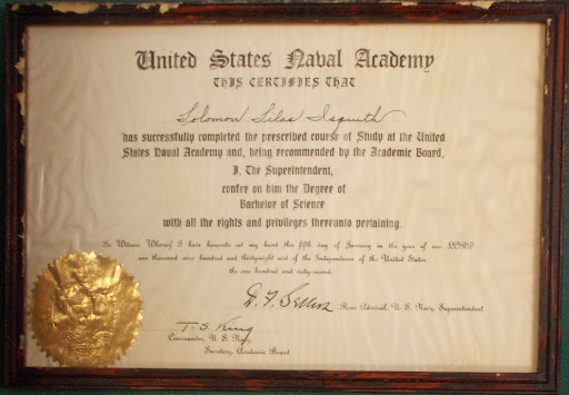 U.S. Naval Academy Diploma for Solomon Isquith