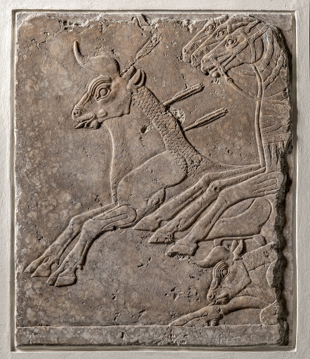 Orthostat mit Darstellung einer Stierjagd