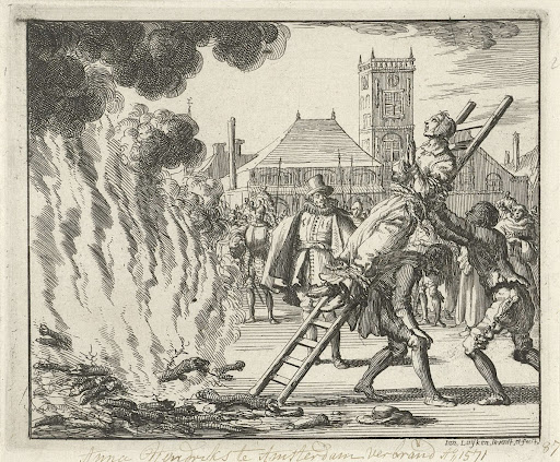 Anneken Hendriks, op een ladder gebonden, te Amsterdam verbrand, 1571