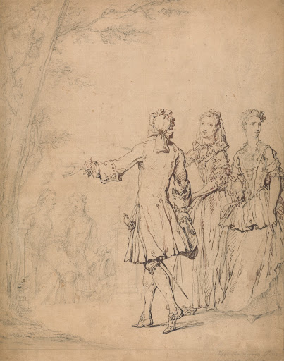 Landscape with figures walking