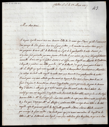 Lettre de Joseph Nicéphore Niépce à Claude Niépce