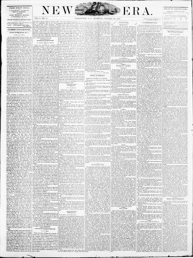 Front Page of The New National Era