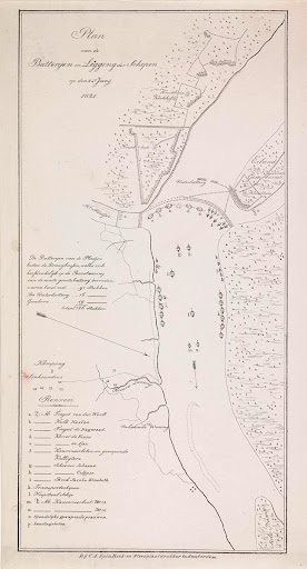 Kaart van de rivier bij Palembang, 1821