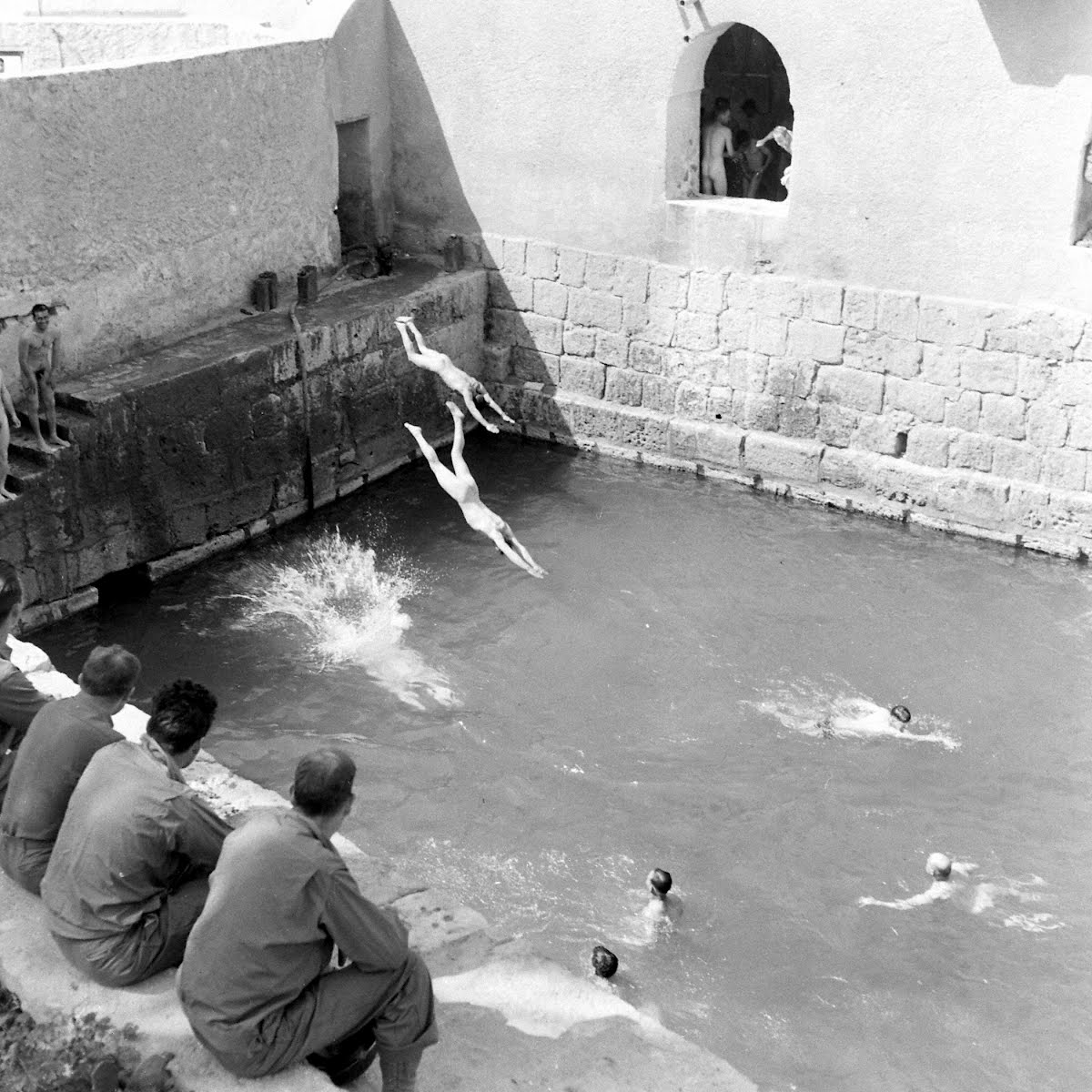 Soldiers Swim In Roman Baths At Gafsa