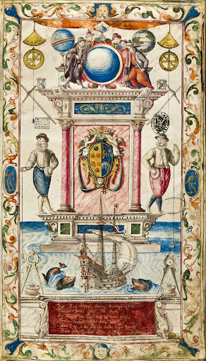 Frontispiece of an anonymous nautical atlas (post 1670), dedicated to Cosimo III de’ Medici