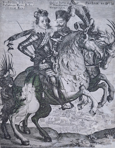 Frederico V (1596 - Mainz, Alemanha, 1632), eleitor palatino e rei da Boêmia e Gabriel Bethlen, príncipe da Transilvânia e rei da Hungria (1580 - 1629), batalha em Pressburg (Bratislava), cerca de 1620