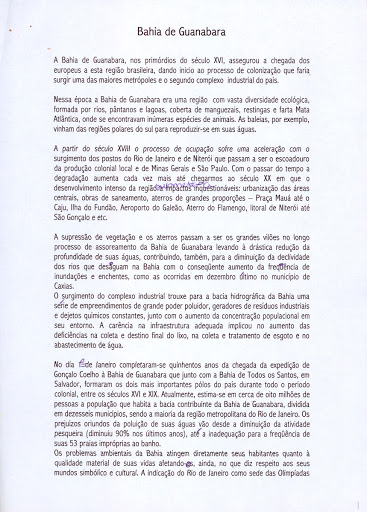 Revisão do texto sobre a Baía de Guanabara e o projeto Mangue Vivo, da Fundação OndAzul, criada por Gilberto Gil Página 1