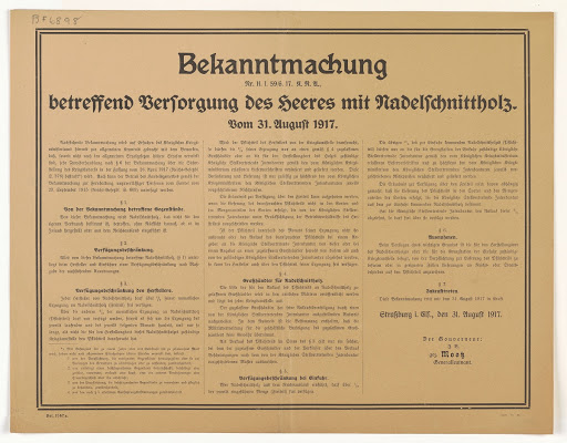 Bekanntmachung betreffend Versorgung des Heeres mit Nadelschnittholz ...