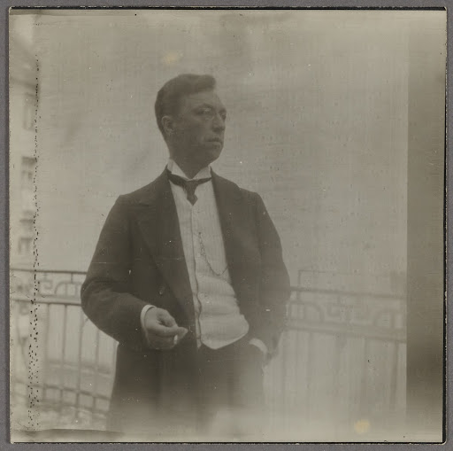 Vassily Kandinsky on the balcony of his apartment at 36 Ainmillerstrasse in Munich