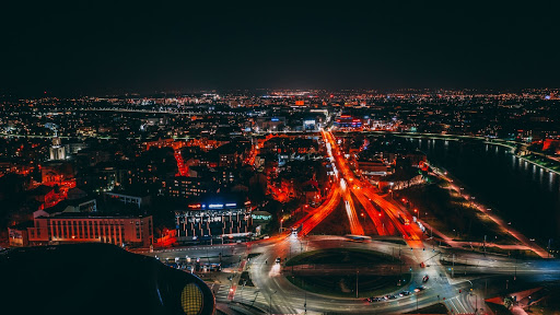 City lights and ICE Kraków Congress Centre