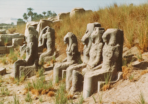 Sakhmet statues in Mut Temple’s 1st Court (1976)