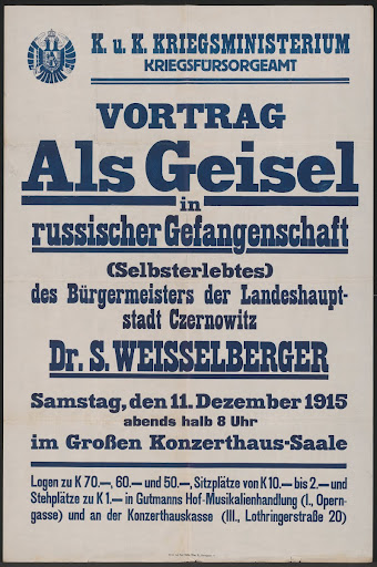 Kundmachung „Vortrag Salo von Weisselberger“