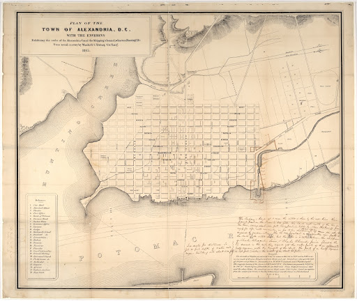Plan of the Town of Alexandria, D.C. with the Environs Exhibiting the Outlet of the Alexandria Canal
