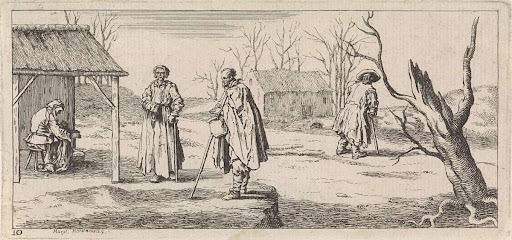 Vier armen in een landschap