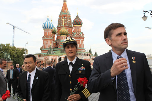 The next trio of residents for the International Space Station paid a traditional visit to Red Square and the Kremlin in Moscow June 22, 2012.