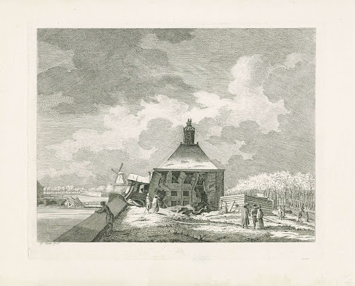 Verzakte Muiderpoort, gezien vanaf de schans, 1769