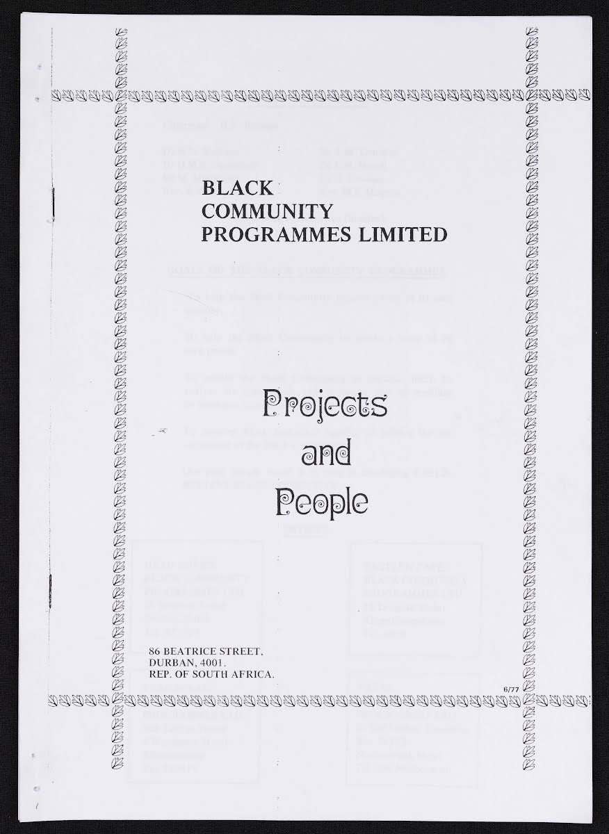Black Community Programmes Limited, Projects and People