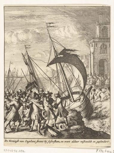 De vluchtende koning Jacobus II wordt in Faversham gearresteerd, 1689